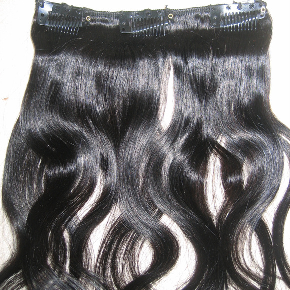 18" New 100% Real Human Hair Clip In Extensions - Picture 6 of 8